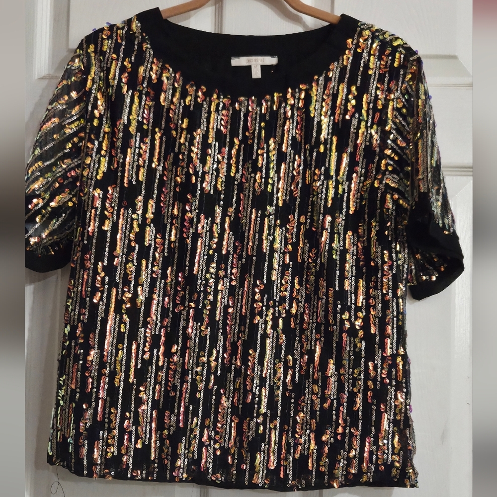 Pastels Black Sequin Embellished Blouse